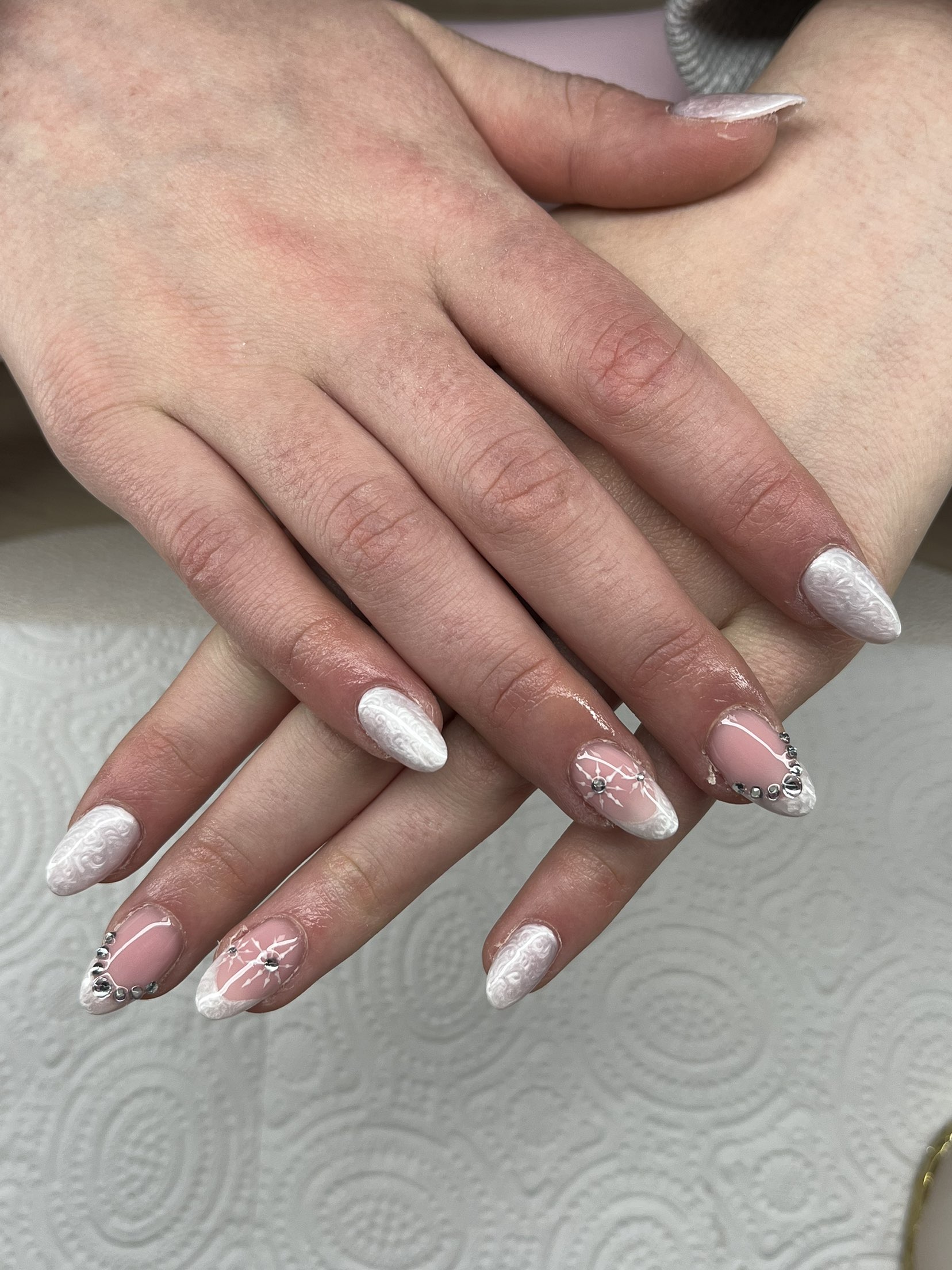 Effet perle avec strass et flocon