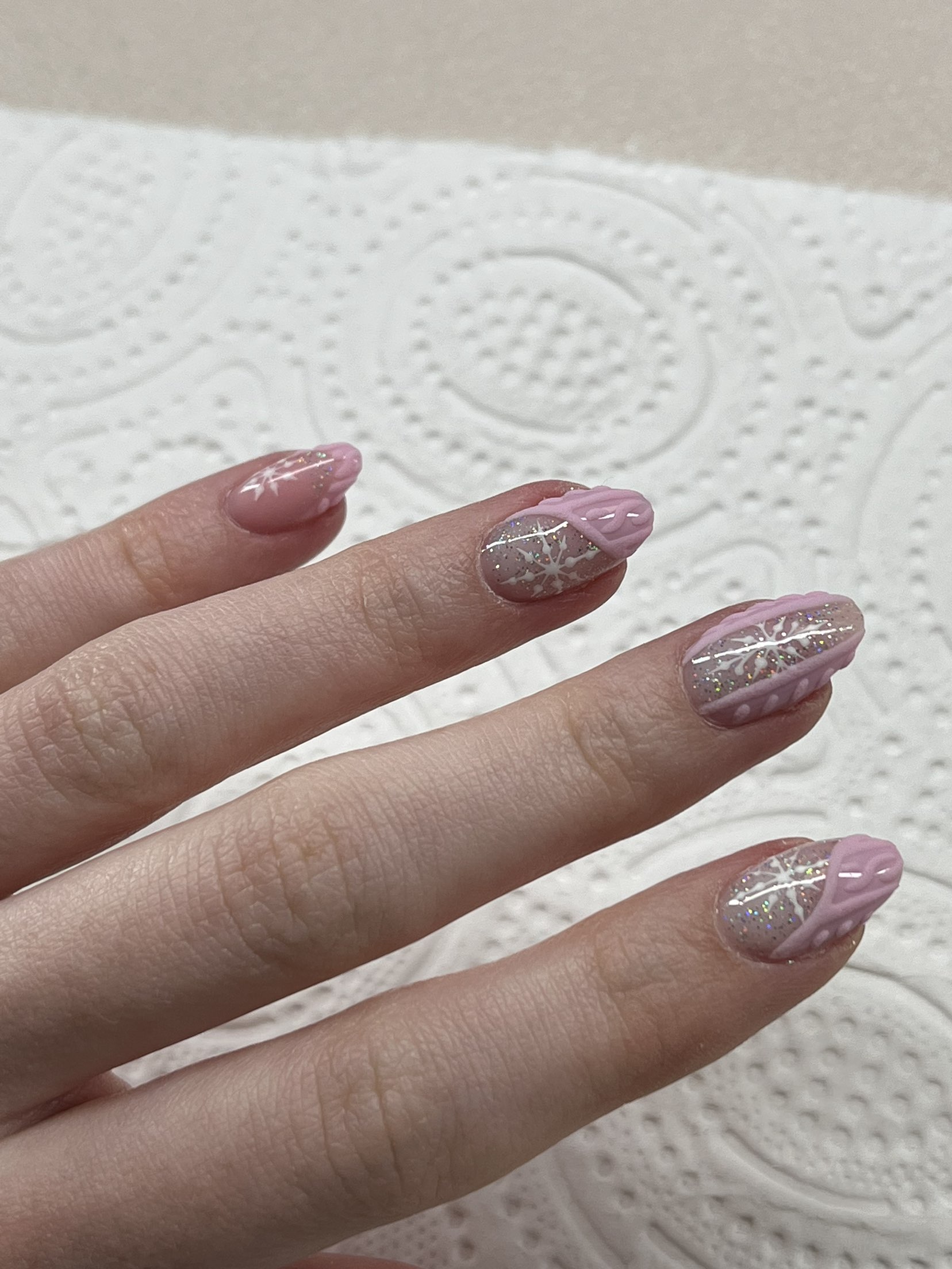 Effet Pull rose et flocons